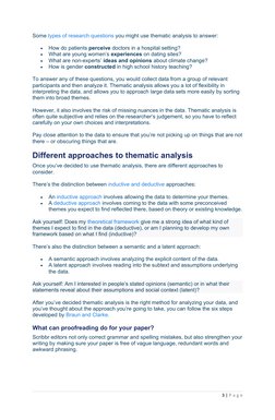 Some types of research questions you might use thematic analysis to answer:

How do patients perceive doctors in a hospital