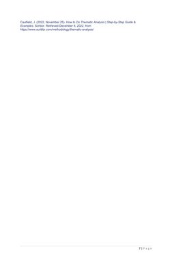 Caulfield, J. (2022, November 25). How to Do Thematic Analysis | Step-by-Step Guide & 
Examples. Scribbr. Retrieved December
