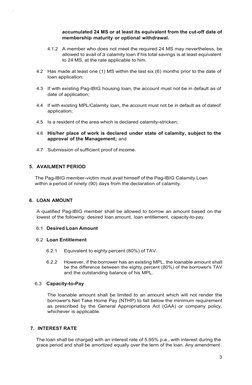 Pag-IBIG Calamity Loan Guidelines | PDF | Loans | Interest