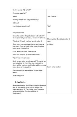 So, the sound of D is “dah”
Everyone says “dah”
Again!
Mommy letter D and baby letter d says
d,d,d,d,d
everybody sings with m