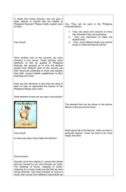 2. Aside from those pictures, can you give 3
other  objects  or  scenes  that  are  related  to
Philippine festivals? Please