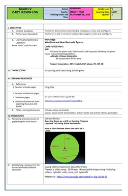 Grade 5 Math Lesson on Solid Figures | PDF | Learning | Vertex (Geometry)
