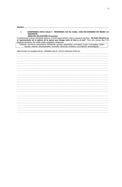 5
Nombre:……………………………………………………………………………………………………………………………
I.
DESPRENDA ESTA HOJA Y  RESPONDA EN SU CASA, CON DICCIONARIO EN MA