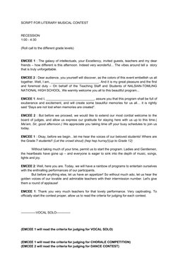 Emcee Script for Literary Contest | PDF