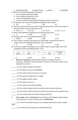 Grade 11 Statistics & Probability Exam | PDF | Random Variable | Variance