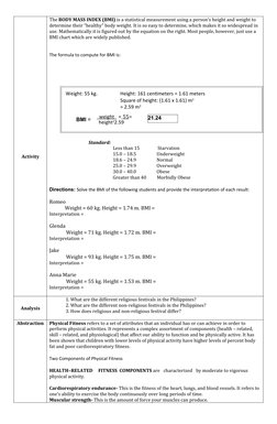 Bmi Lesson BMI Lesson Plan for Grade 7 MAPEH | PDF | Body Mass Index | Obesity