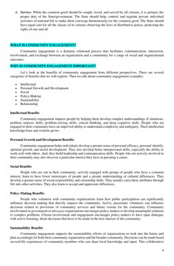 4 
 
d. Service: While the common good should be sought, loved, and served by all citizens, it is primary the 
proper duty of