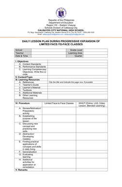 Daily Lesson Plan Template DLP DepEd | PDF | Learning | Teachers
