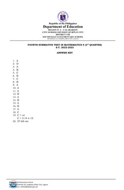 Math 5 Summative Test Overview | PDF | Area | Elementary Mathematics