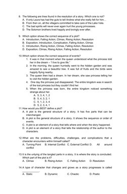 Elements and Structure of a Story Test | PDF | Plot (Narrative)