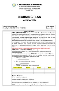 ST. THERESE SCHOOL OF MARILAO, INC. 
Blk. 209 Lot 15-16 Heritage Homes, Marilao, Bulacan 
 
JUNIOR HIGH SCHOOL DEPARTMENT