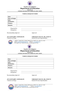 Vehicle Request Form - DepEd Zamboanga | PDF | Finance & Money ...