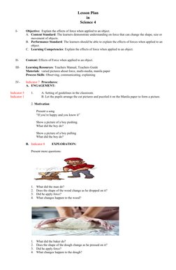 Grade 4 Science: Effects of Force Lesson | PDF | Lesson Plan | Learning