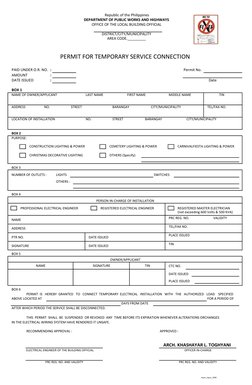 PAID UNDER O.R. NO. :
Permit No.
AMOUNT
:
DATE ISSUED
:
BOX 1
NAME OF OWNER/APPLICANT
LAST NAME
FIRST NAME
MIDDLE NAME
TIN
AD