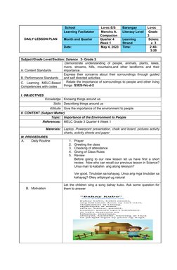 Grade 3 Science Lesson Plan Q4 Week 1 | PDF | Lesson Plan | Cognition