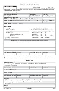 NTP Form 7 Referral for TB Treatment | PDF | Patient | Health Care