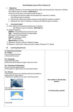 Weather Safety Measures Lesson Plan | PDF | Clothing | Lesson Plan