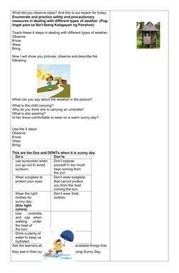Weather Safety Measures Lesson Plan | PDF | Clothing | Lesson Plan
