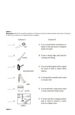 Simple Machines Summative Test | PDF | Machines | Wheel