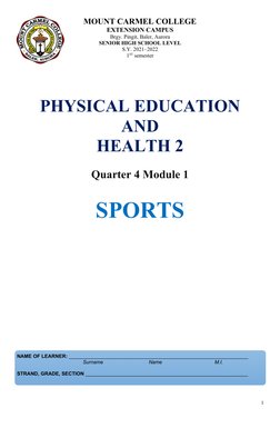 Sports and Health Education Module 2 | PDF | Physical Fitness | Sports