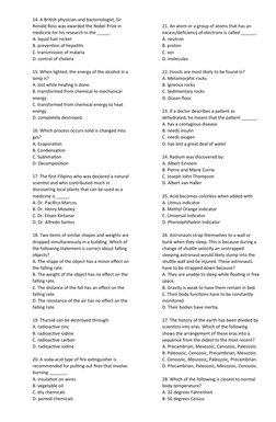 Grade 12 Science NAT Practice Test | PDF | Water | Liquids