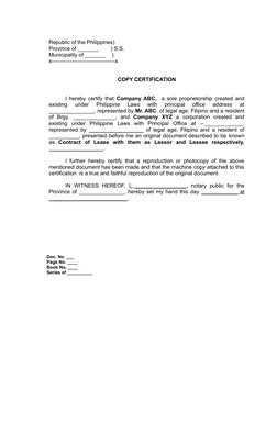 Republic of the Philippines)
Province of _______        ) S.S.
Municipality of _______    )
x--------------------------------