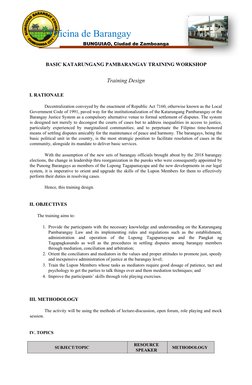 Katarungang Pambarangay Training Design | PDF