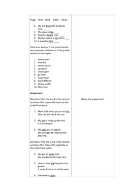 Lesson Plan: Synonyms and Antonyms | PDF | Lesson Plan | Human ...
