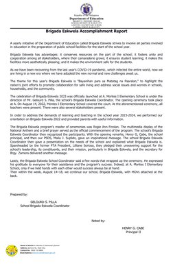 Brigada Eskwela 2023 Accomplishment Report | PDF | Social Science
