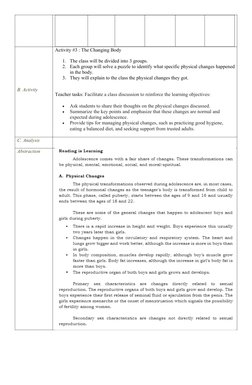 Grade 7 MAPEH Health Lesson Plan | PDF | Learning | Adolescence