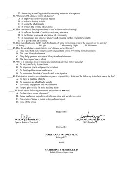 Grade 12 PE & Health 1st Quarter Exam | PDF | Physical Fitness | Dances