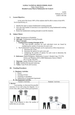 Grade 8 Lesson on Counting Principles | PDF | Numbers | Lesson Plan
