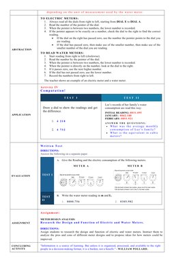 Grade 6 Meter Reading Lesson Plan | PDF | Water