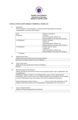Innovation Project Proposal Template | PDF | Innovation | Information