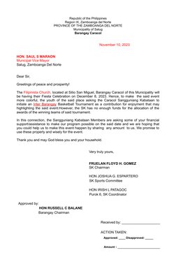 Republic of the Philippines
Region IX, Zamboanga del Norte
PROVINCE OF THE ZAMBOANGA DEL NORTE
Municipality of Salug
Barangay