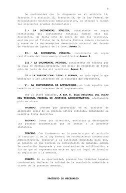 De  conformidad  con  lo  dispuesto  en  el  artículo  14,
fracción V y artículo 15, fracción IX, de la Ley Federal de
Proced