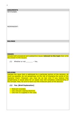 Case Digest Template and Format Guide | PDF