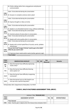 Mfat Pattern Grade 1 MFAT Assessment Tool Form C | PDF | Learning | Conversation