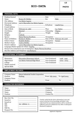 Printable Biodata Form Template | PDF