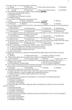 HOPE 4 First Quarter Exam 2023-2024 | PDF | Physical Fitness | Hypothermia