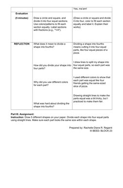 Grade 1 Math Lesson Plan on Fractions | PDF | Lesson Plan | Learning