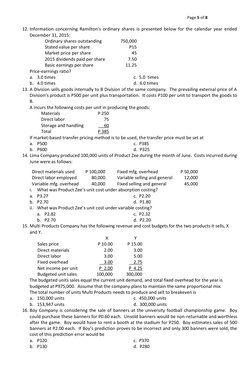 Page 5 of 8 
 
12. Information concerning Ramilton’s ordinary shares is presented below for the calendar year ended 
Dece