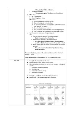 Grade 5 Electricity Lesson Plan | PDF | Electricity | Electric Current