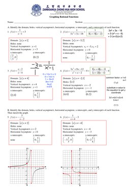 Graphing Rational Functions 
 
Name: ____________________________________________ 
 
Section: ________________________