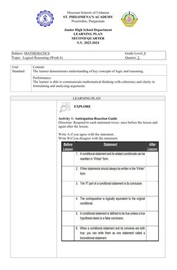 Grade 8 Math Learning Plan Quarter 2 | PDF