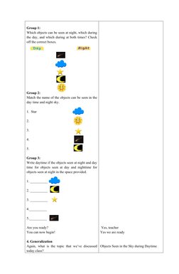 Day and Night Sky Objects Lesson Plan | PDF | Sky | Night