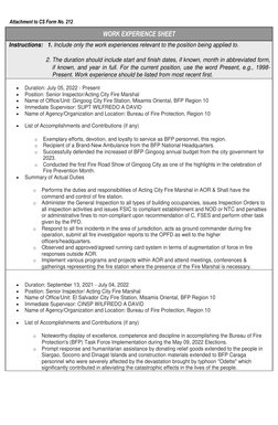 BFP Personal Data Sheet Sample | PDF | Fire Safety