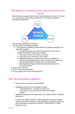 7 | P a g e   
  
     
We begin by checking how many branches you        
have? 
franchise buyers usually wanted to know i