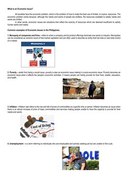 What is an Economic Issue? 
 
 
All societies face the economic problem, which is the problem of how to make the best use of