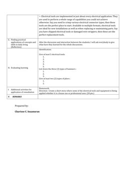 Electrical Tools and Equipment Lesson Plan | PDF | Screw | Wire